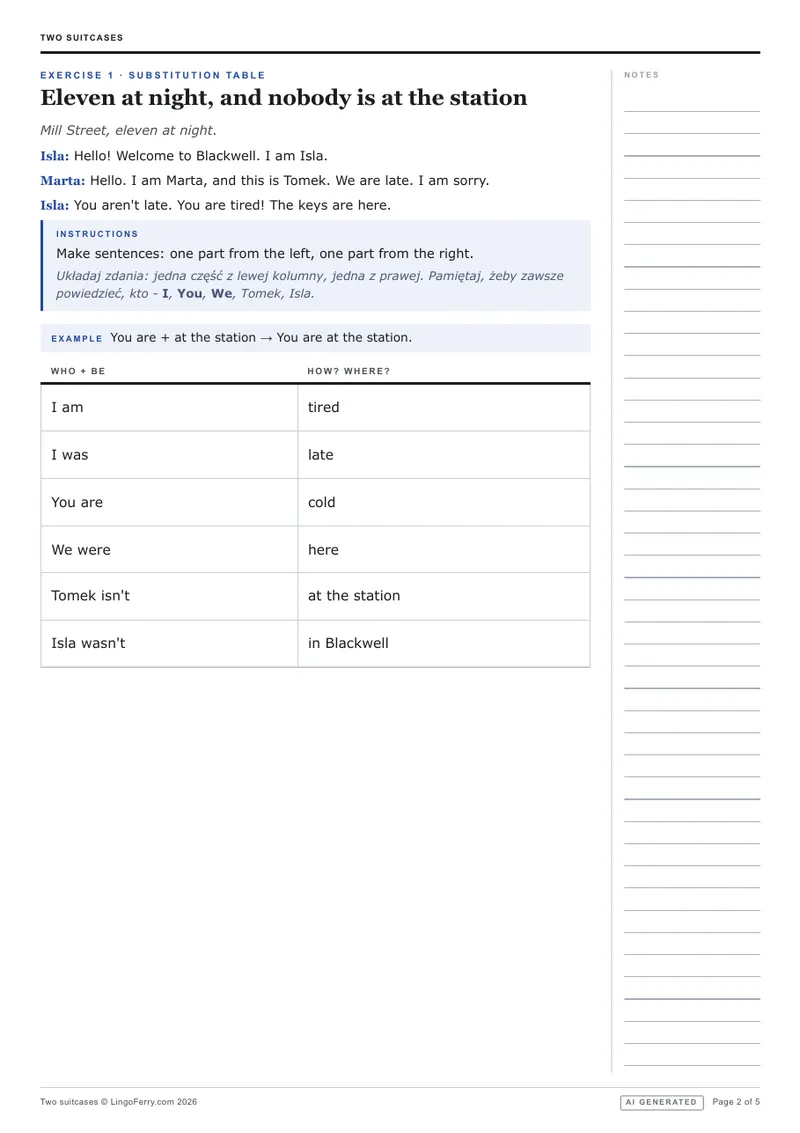 Student sheet exercise