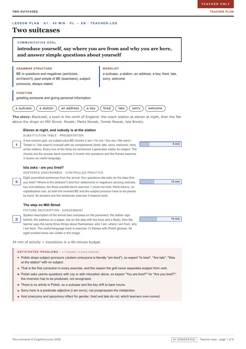 Teacher sheet