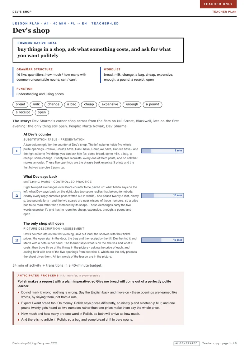 Teacher pack · lesson plan